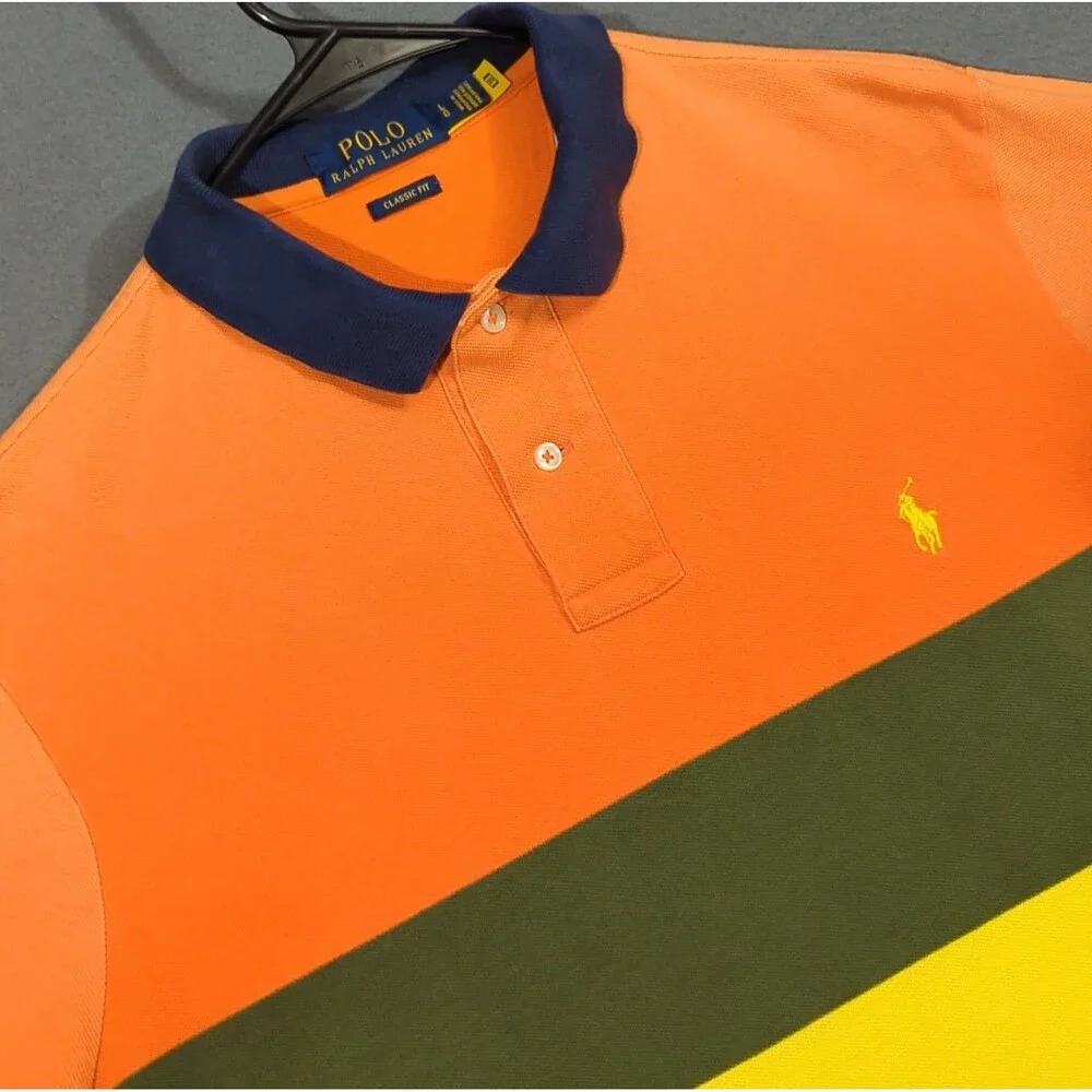 Polo Ralph Lauren Shirt Men's L Multicolor Ombre Classic Fit Short Sleeve Polo
